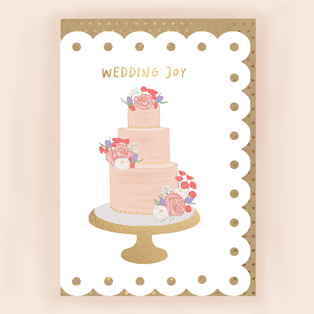 BR003-Apple & Clover-Wedding Card With Cake And Broderie Border-Card-Broderie