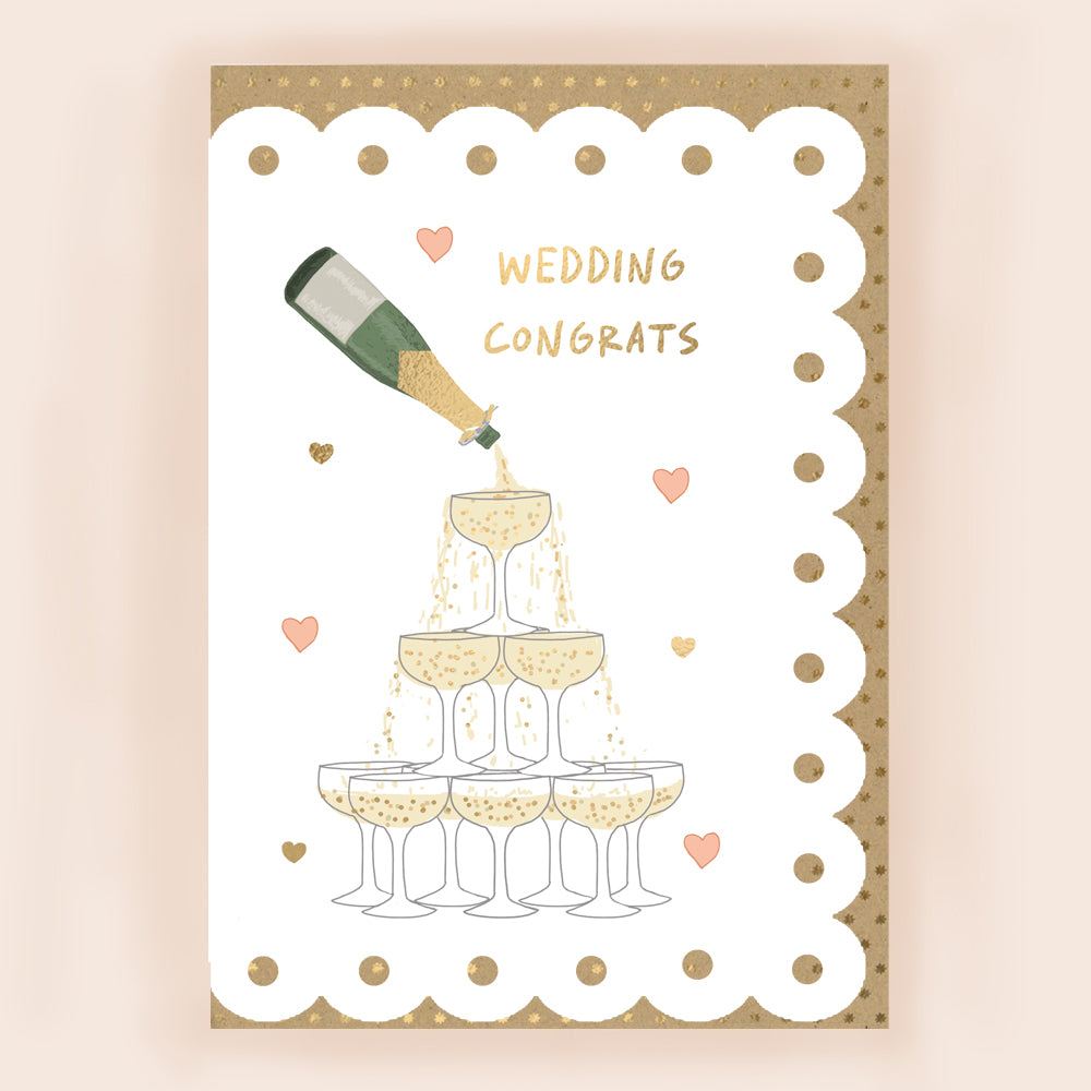 BR004-Apple & Clover-Wedding Card With Champagne Glasses And Broderie Border-Card-Broderie