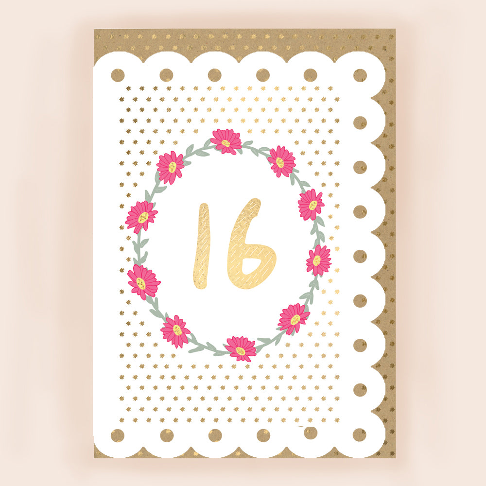 BR013-Apple & Clover-Age 16 Card With Broderie Border-Card-Broderie