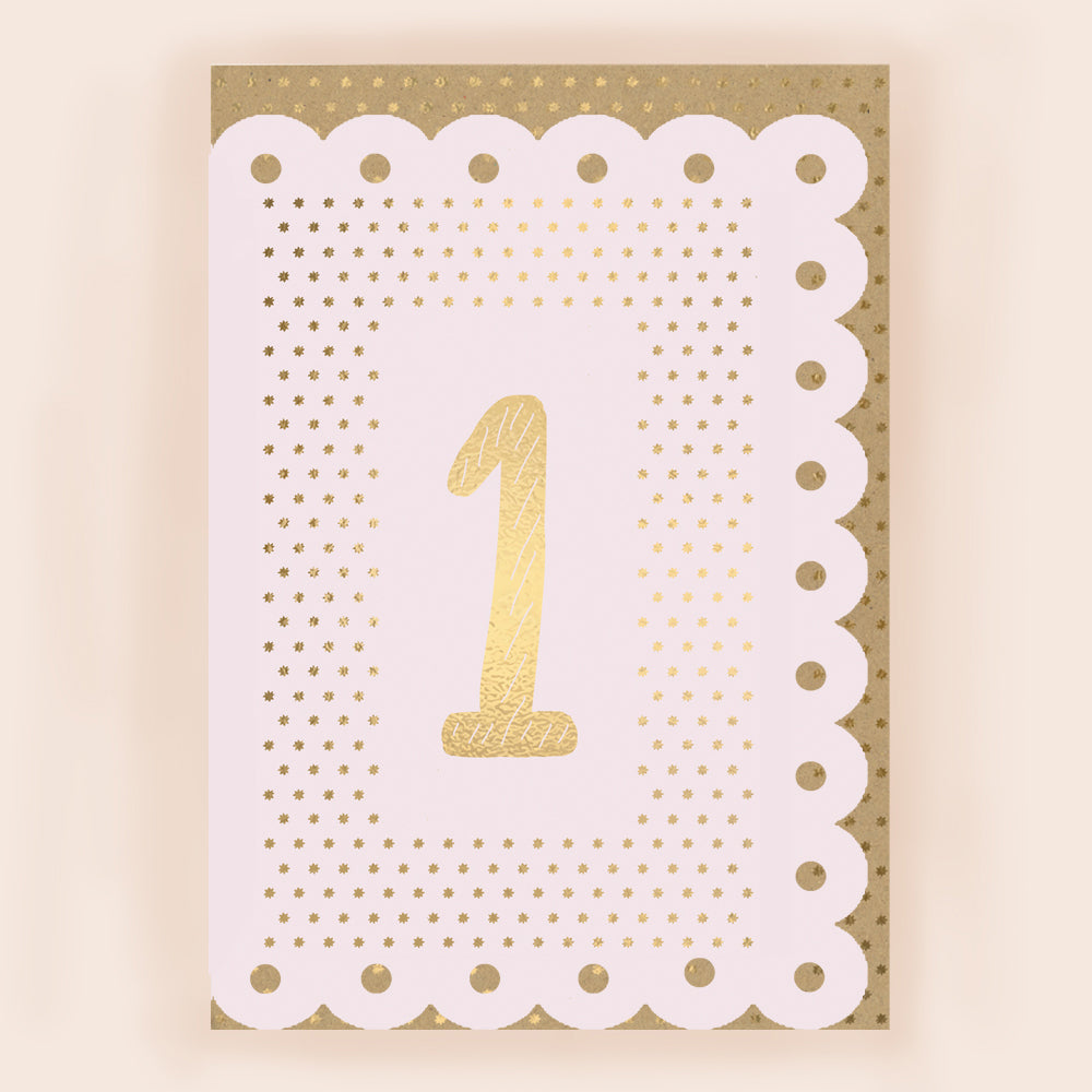 BR031-Apple & Clover-Age 1 Girl Card With Broderie Border-Card-Broderie