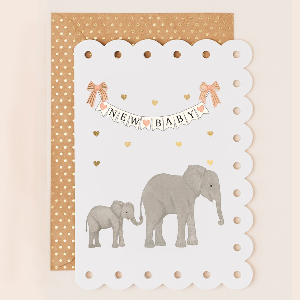 BR032-Apple & Clover-Baby Card With Elephants And Broderie Border-Card-Broderie