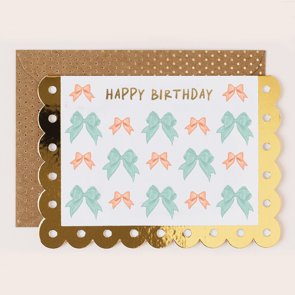 BR103-Apple & Clover-Birthday Card Bow Repeat-Card-Broderie