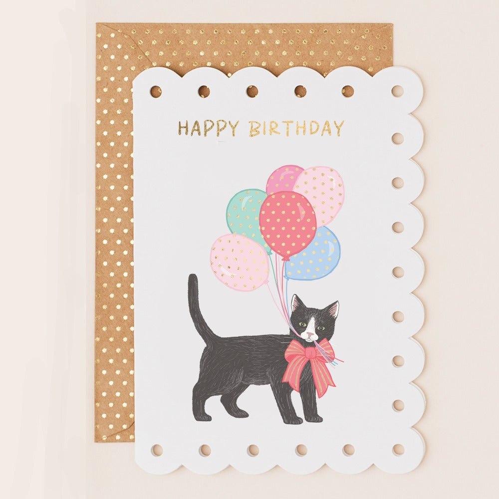 BR167-Apple & Clover-Cute Cat And Baloons-Card-Broderie