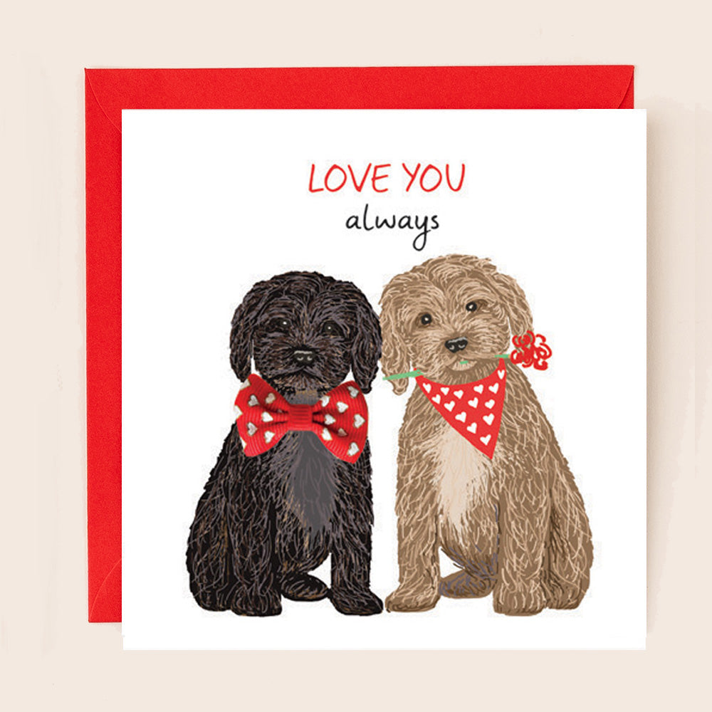 BW023-Apple & Clover-Love You Cockapoos/ Cavapoos-Card-Bow Collection
