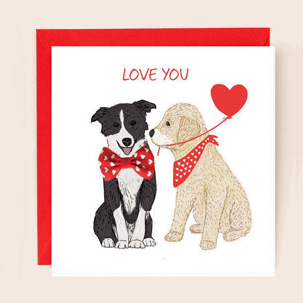 BW024-Apple & Clover-Love You Collie And Golden Retriever-Card-Bow Collection