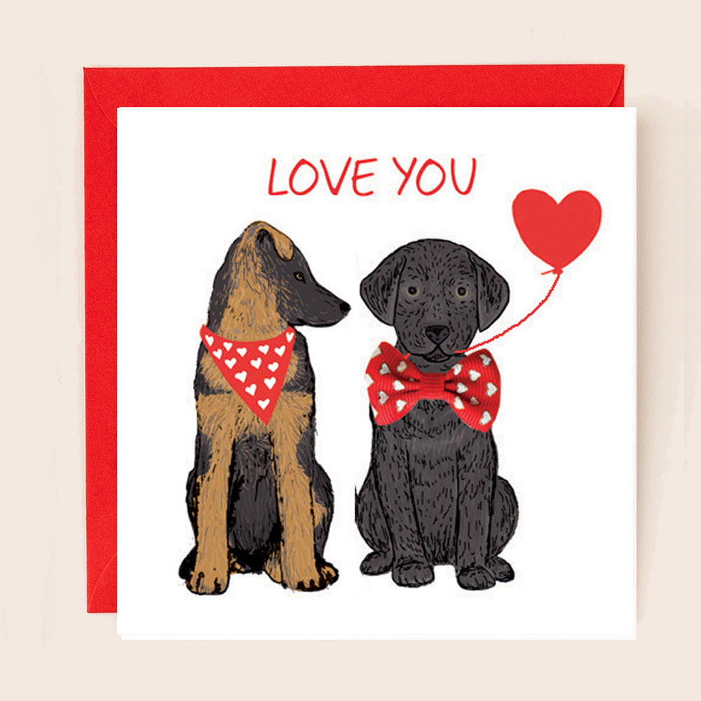 BW025-Apple & Clover-Love You German Shepherd And Labrador-Card-Bow Collection