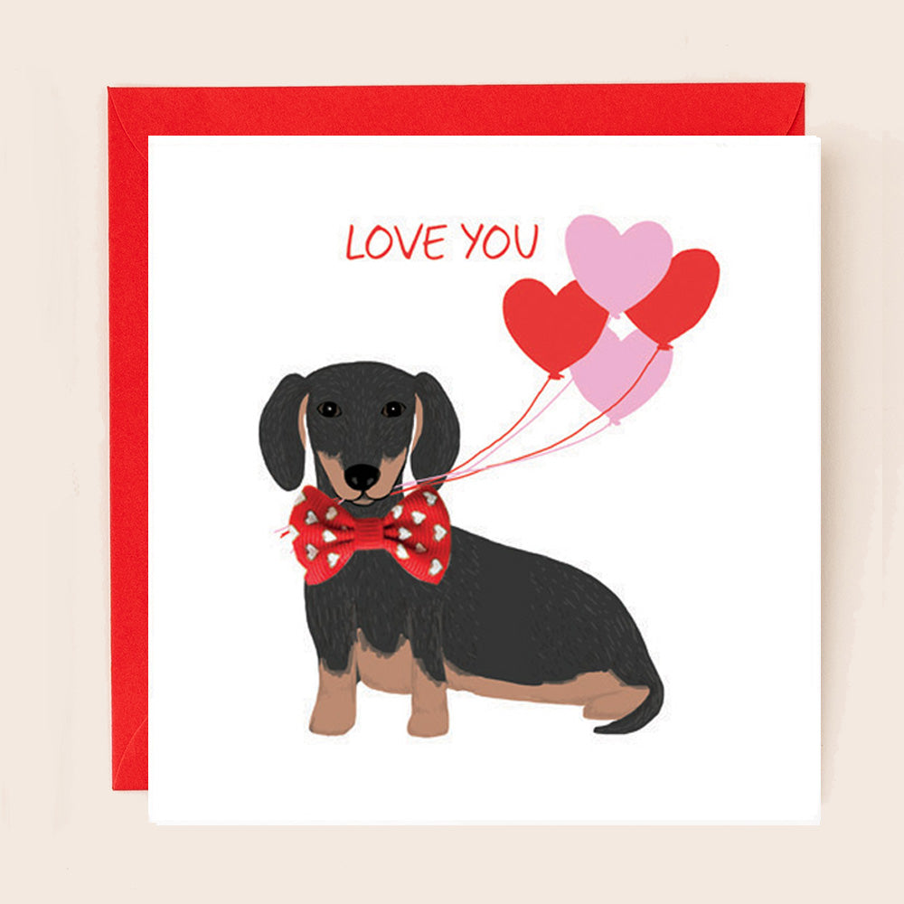 BW029-Apple & Clover-Love You Sausage Dog-Card-Bow Collection