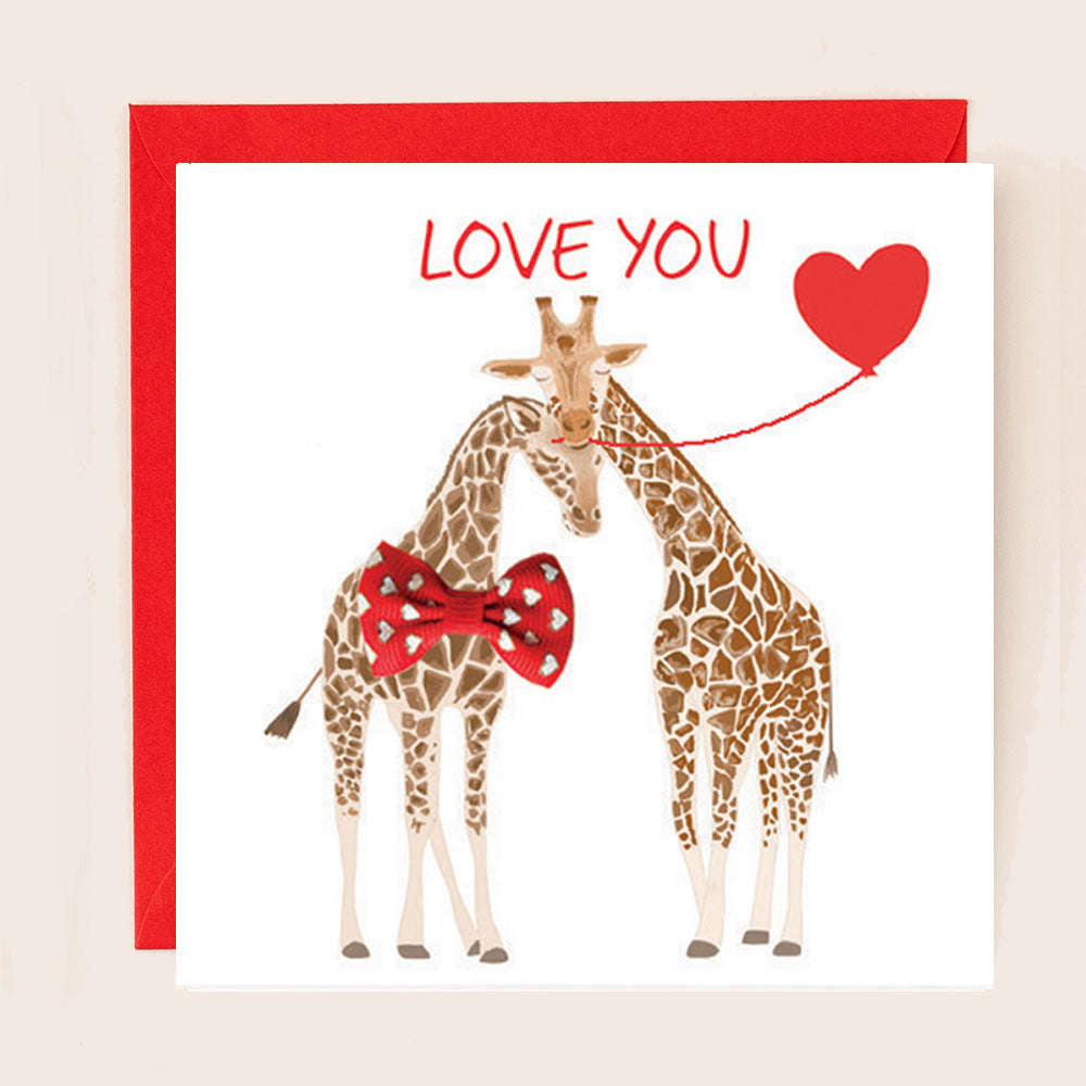 BW033-Apple & Clover-Love You Giraffes-Card-Bow Collection