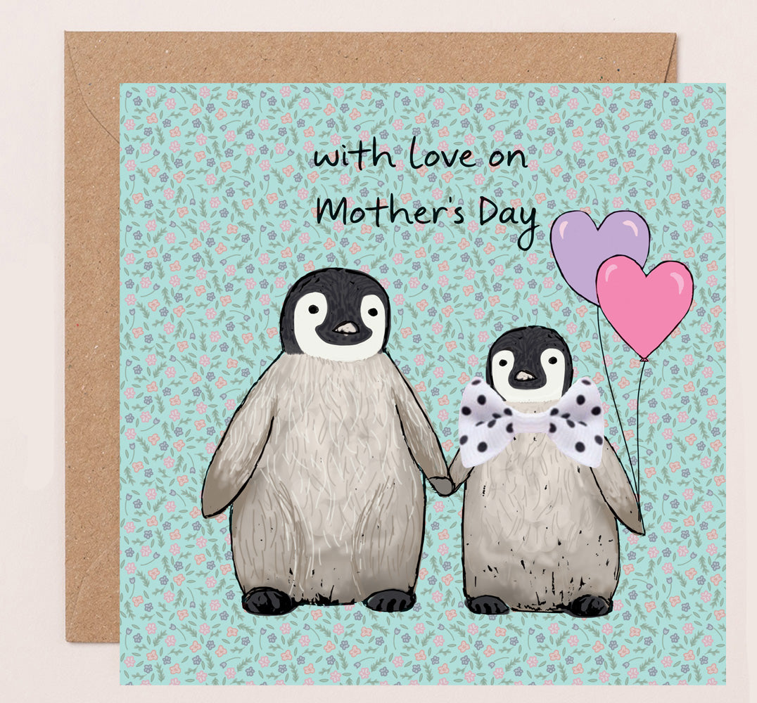 DT015-Apple & Clover-Mother'S Day Card Penguins-Card-Bow Collection
