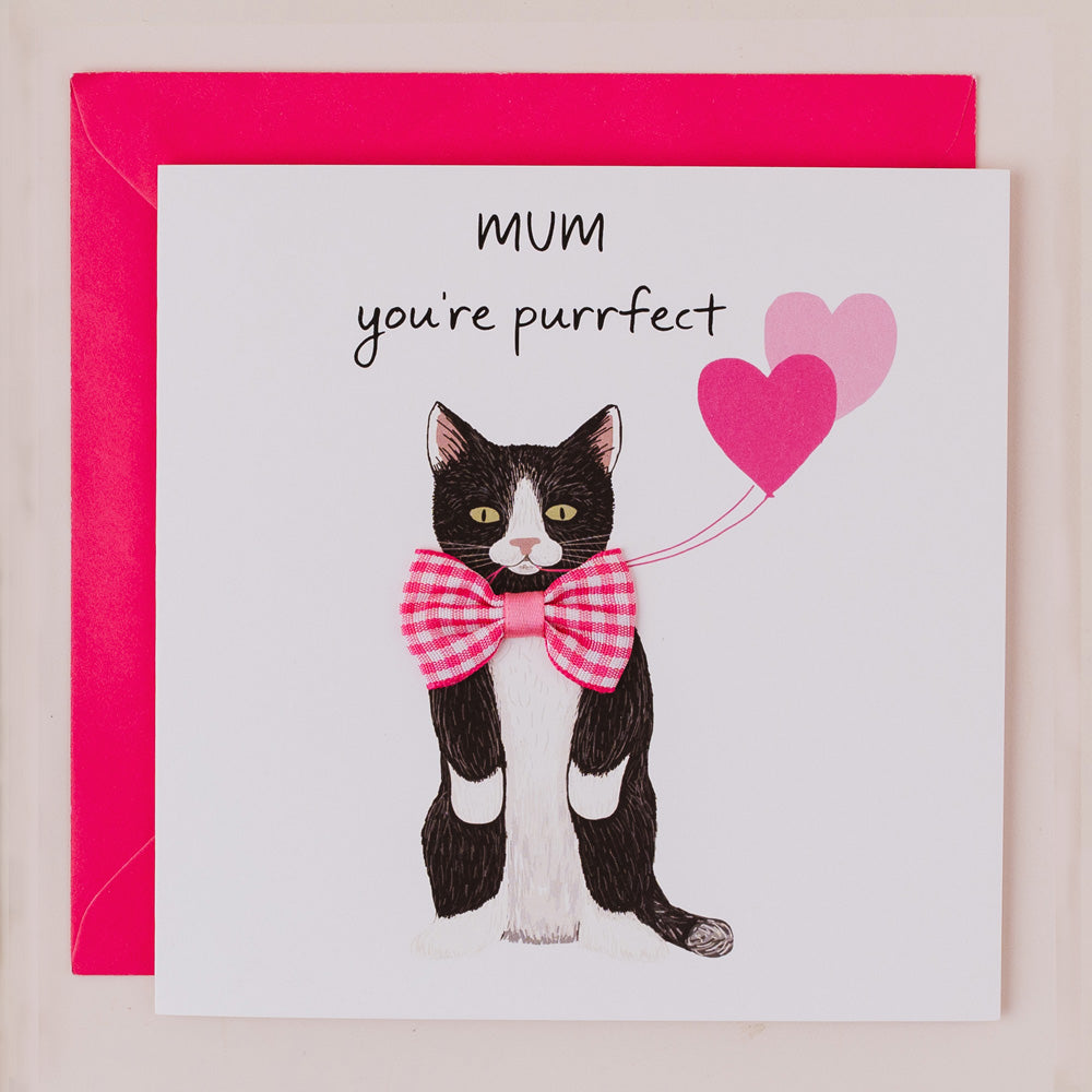 DT042-Apple & Clover-Purrfect Mum-Card-Bow