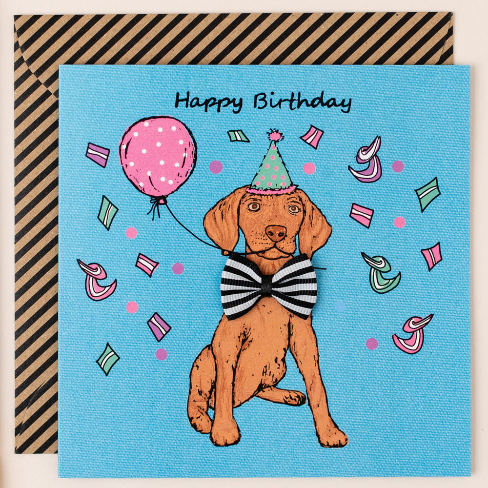 KM022-Apple & Clover-Birthday Vizsla Card Aqua-Card-Kaleidoscope