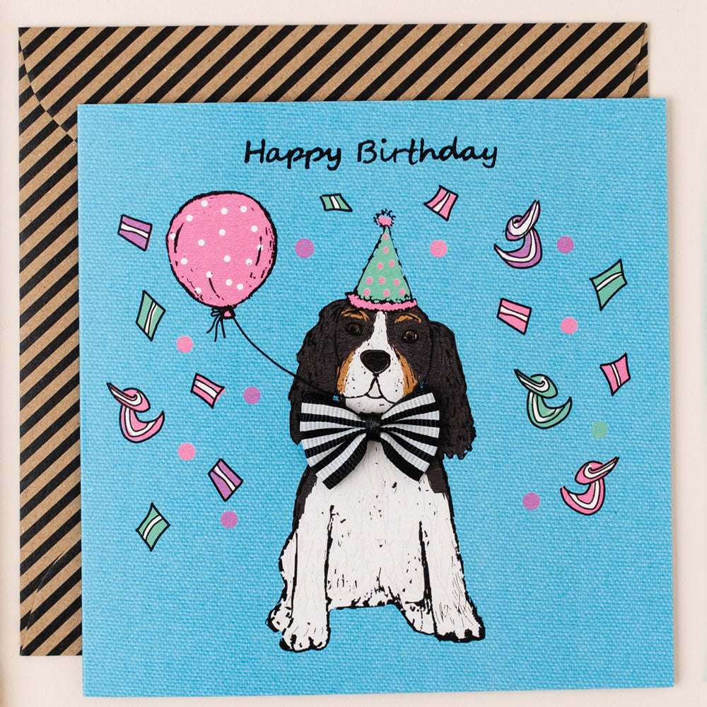 KM030-Apple & Clover-Birthday King Charles Cavalier Card-Card-Kaleidoscope