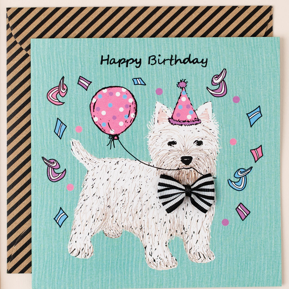 KM031-Apple & Clover-Birthday West Highland Terrier (Westie) Card-Card-Kaleidoscope