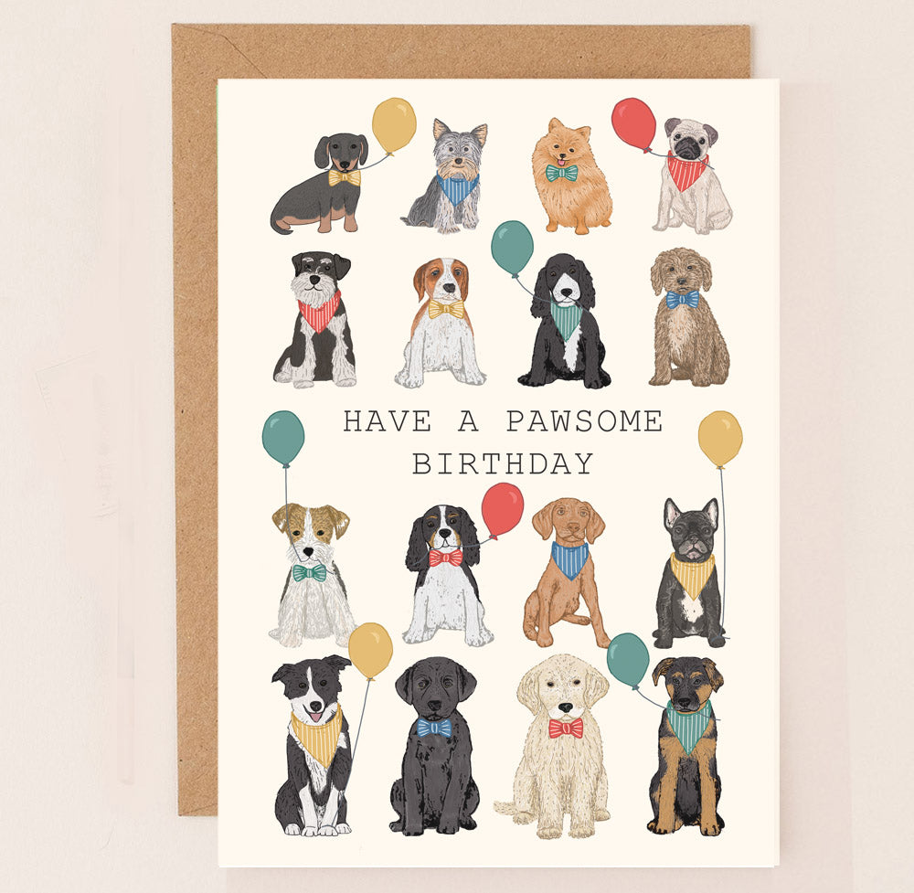 MN005-Apple & Clover-Pawsome Dogs Birthday Card-Card-Graphic Collection