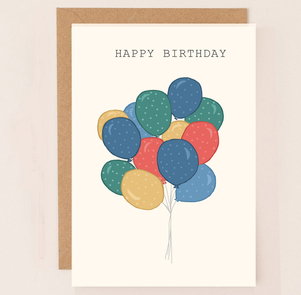 MN007-Apple & Clover-Birthday Balloons Card-Card-Graphic Collection