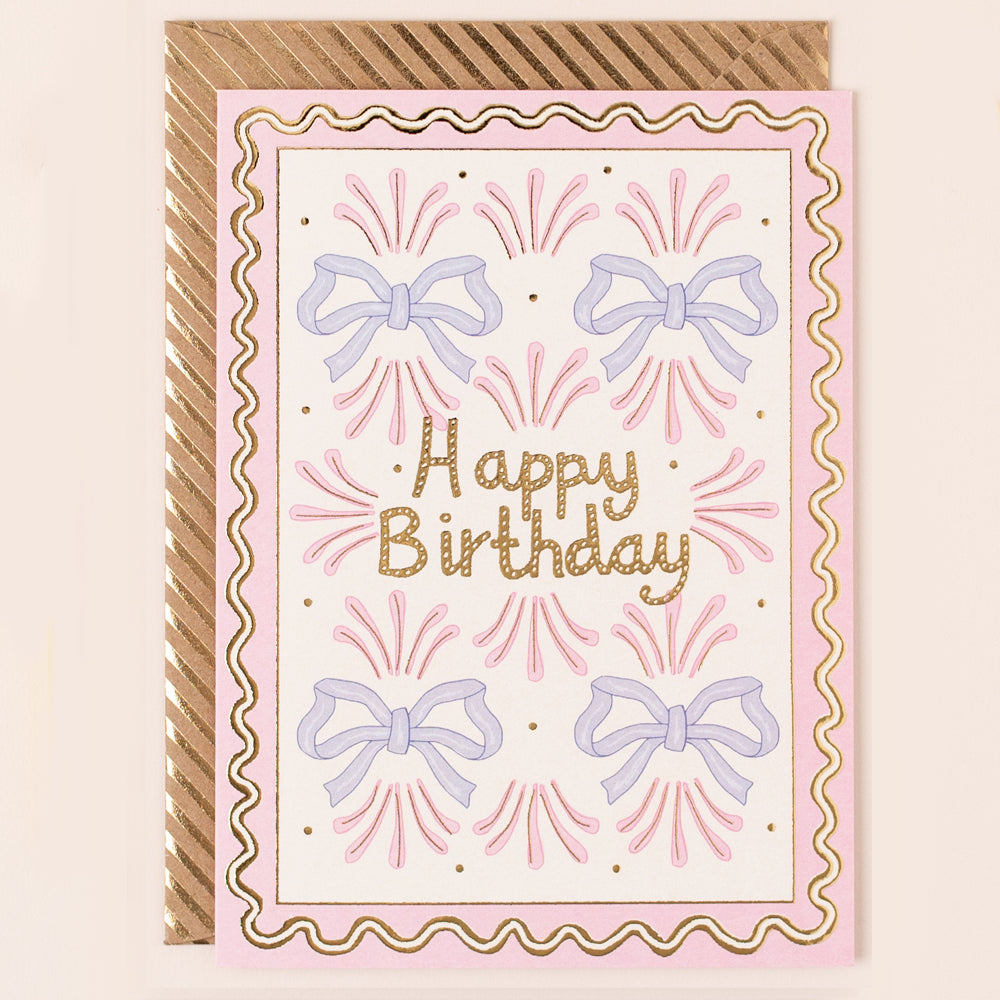 RE067-Apple & Clover-Birthday Bow Repeat Pink Card-Card-Reflections