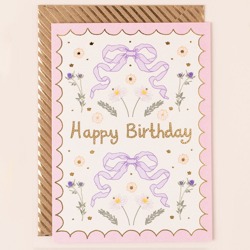 RE068-Apple & Clover-Birthday Flowers And Bows Card-Card-Reflections