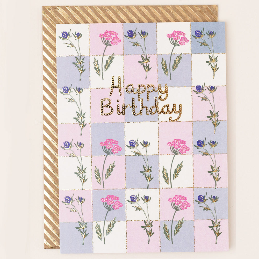 RE077-Apple & Clover-Birthday Floral Check Card-Card-Reflections