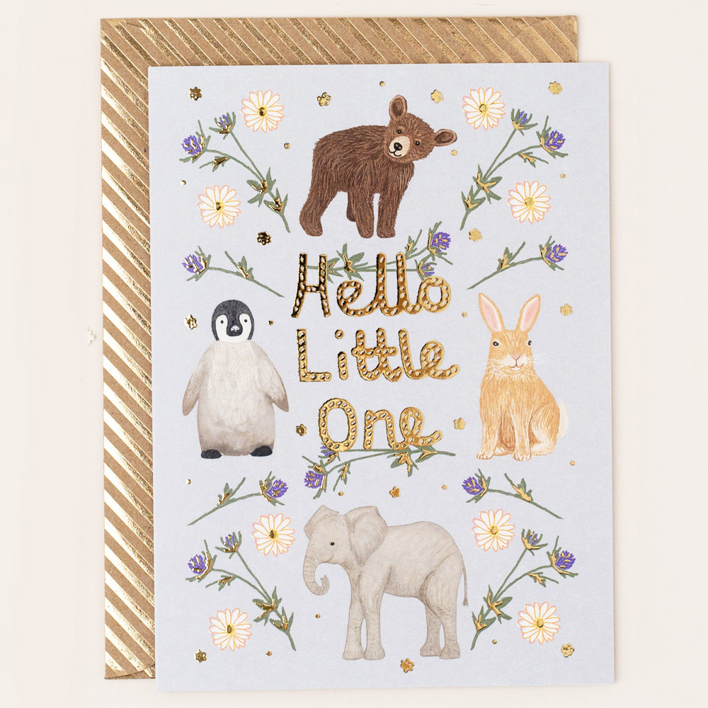 RE079-Apple & Clover-Hello Little One Card Grey-Card-