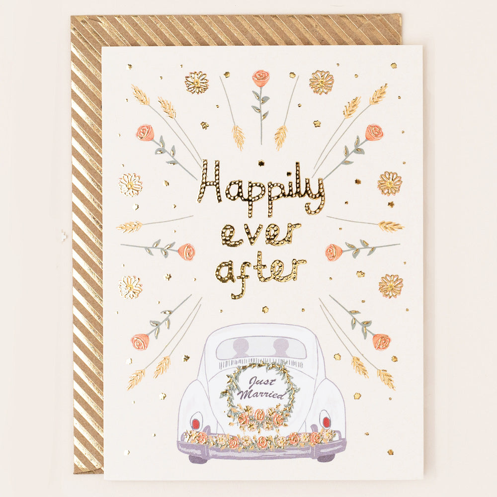RE080-Apple & Clover-Happily Ever Wedding Car Card-Card-
