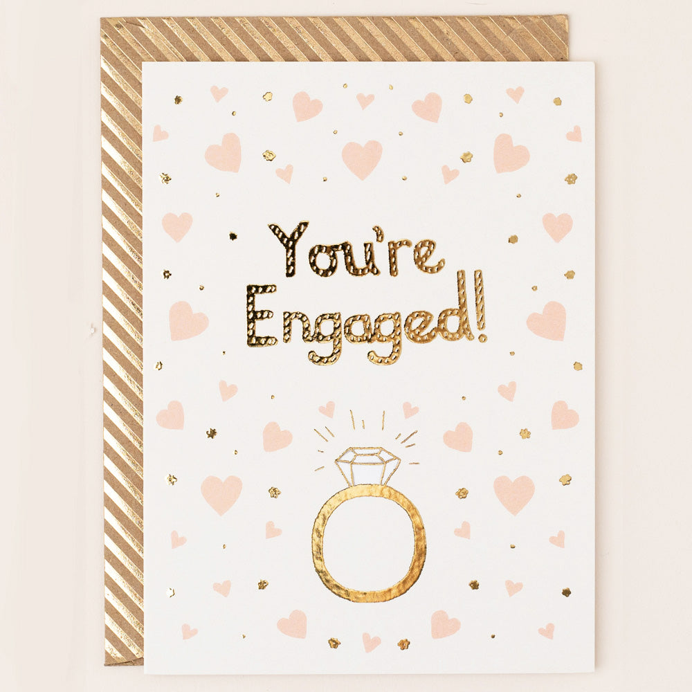 RE084-Apple & Clover-Engagement Ring With Hearts Card-Card-