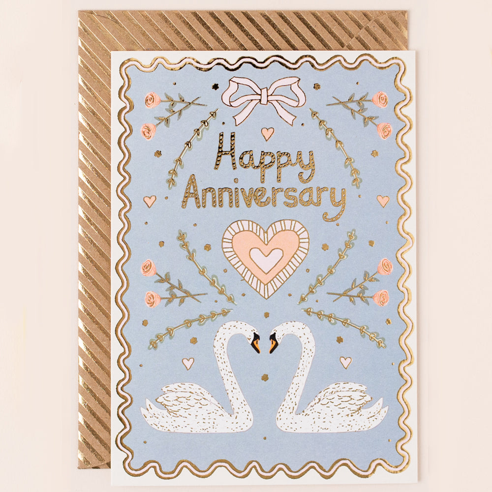 RE115-Apple & Clover-Anniversary Swans & Hearts Card-Card-