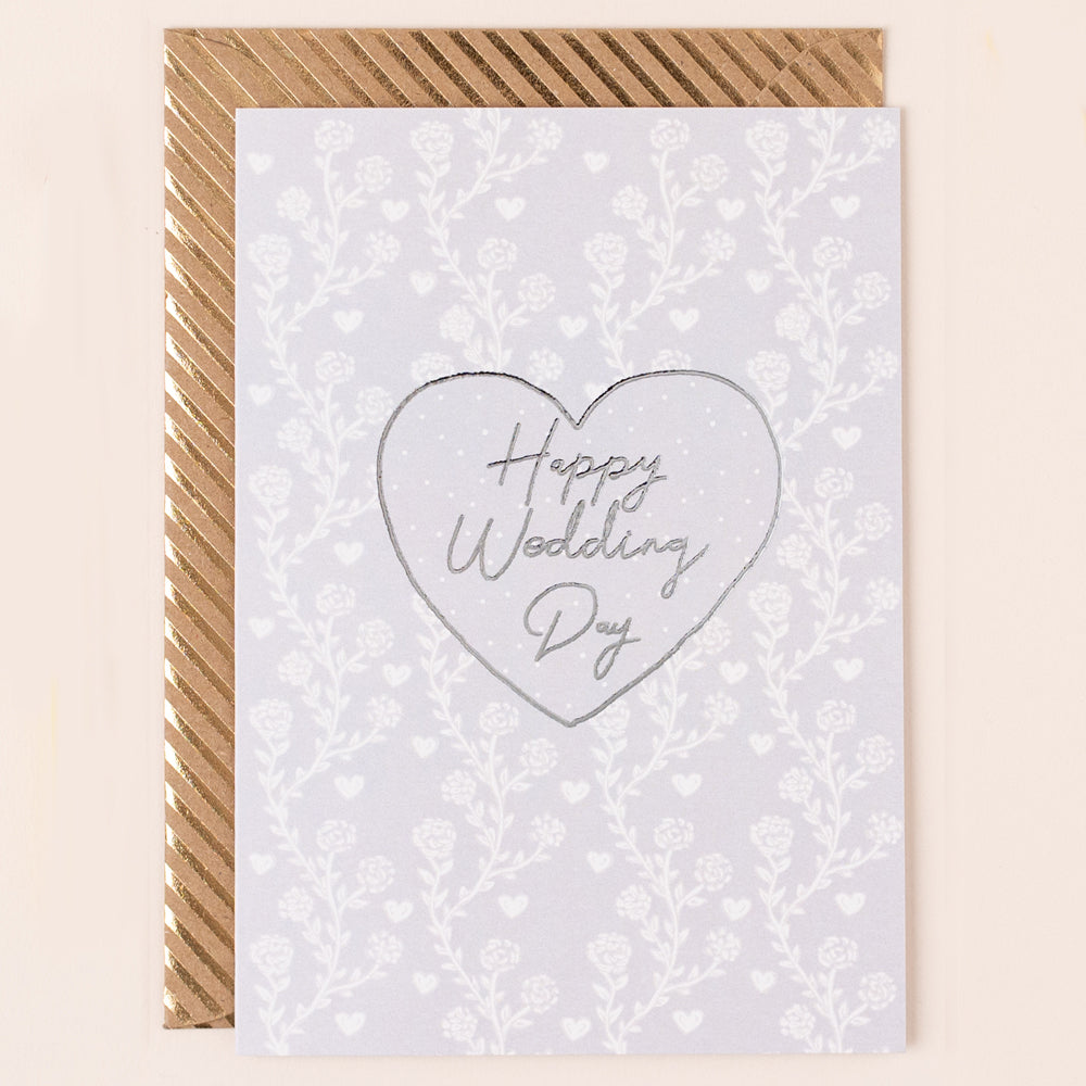 RE125-Apple & Clover-Wedding Heart Silver And Grey Card-Card-