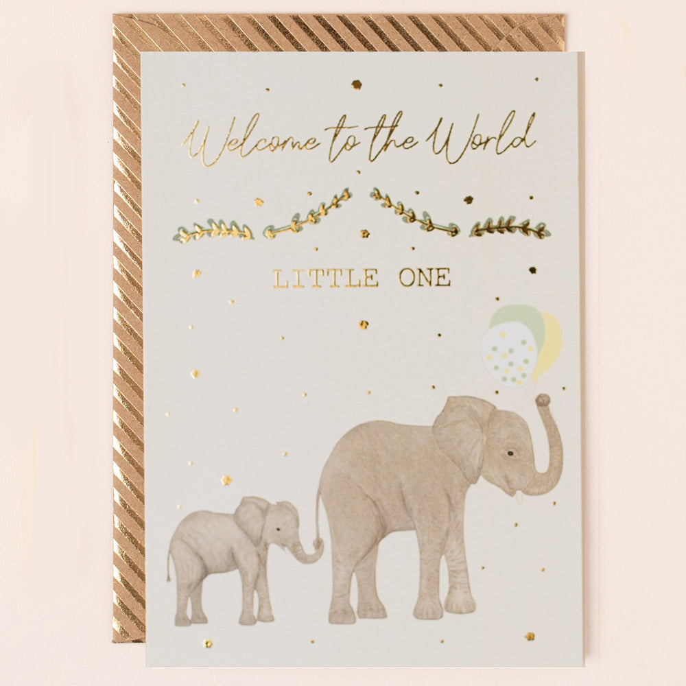 RE160-Apple & Clover-Welcome To The World Elephants Baby Card-Card-Reflections