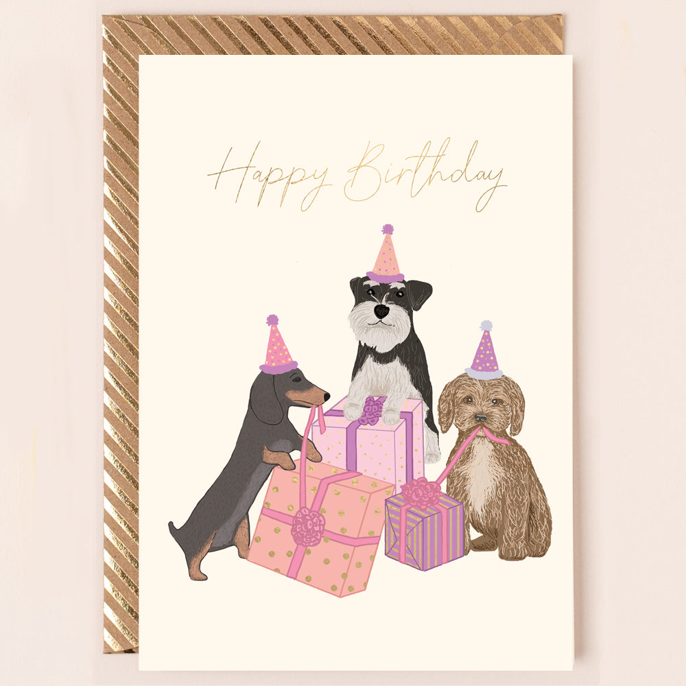 RE163-Apple & Clover-Dogs And Presents Birthday Card-Card-Reflections