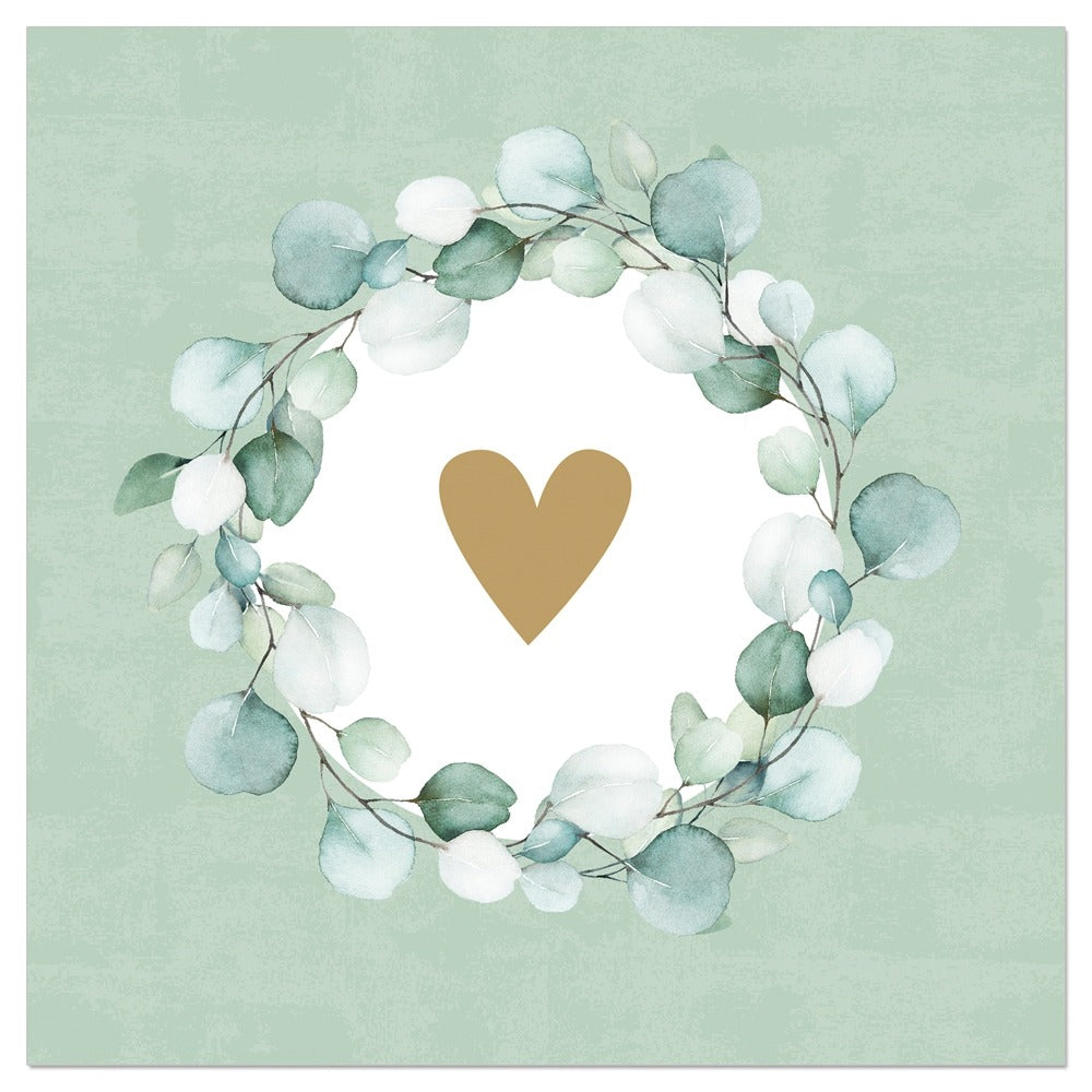 133200-Artebene-Heart Eaucalyptus Wreath Green-Napkin-