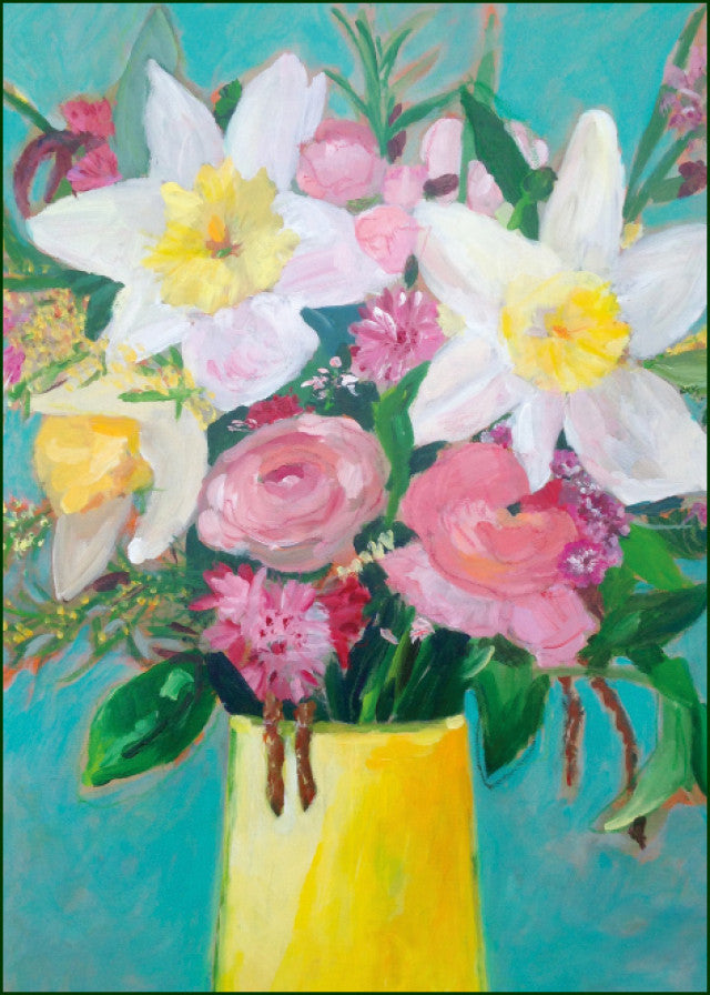 GC1525-Bekking & Blitz-Spring Flowers In Yellow Vase Anke Van Den Burg-Card-Gallery Cards