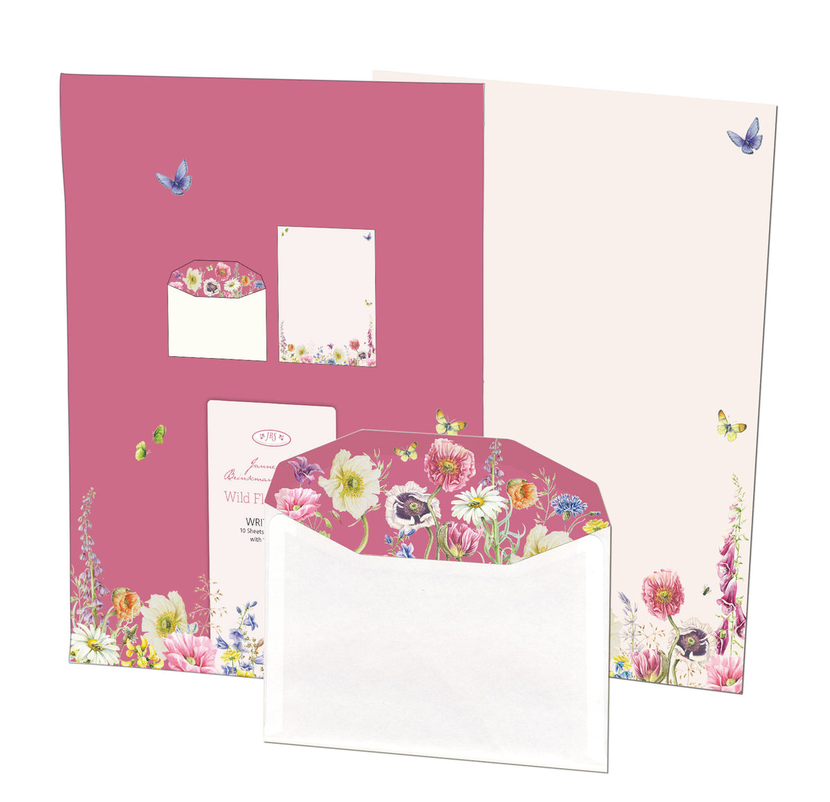 WS1370-Bekking & Blitz-10 Sheets Of Writing Paper With Envelopes: Wild Flower Field Janneke Brinkman-Salentijn-Writing Sets-