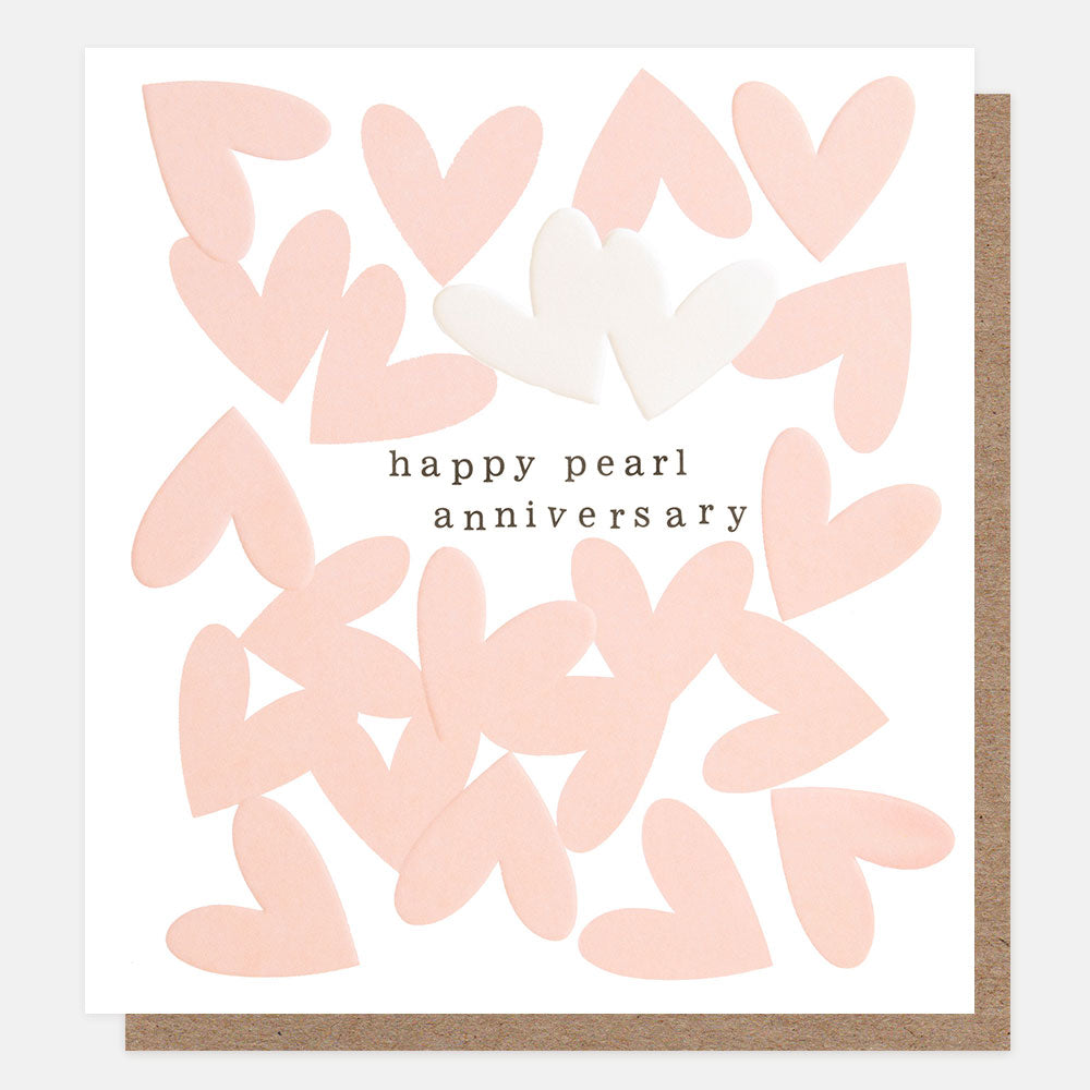 ANN003-Caroline G-Ann003 - Happy Pearl Anniversary Overlapped Hearts-Card-Anniversary