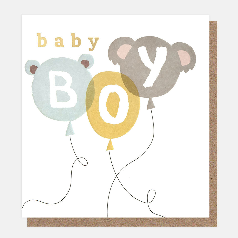 BAB019-Caroline G-Baby Boy Bunch Of Animal Balloons-Card-