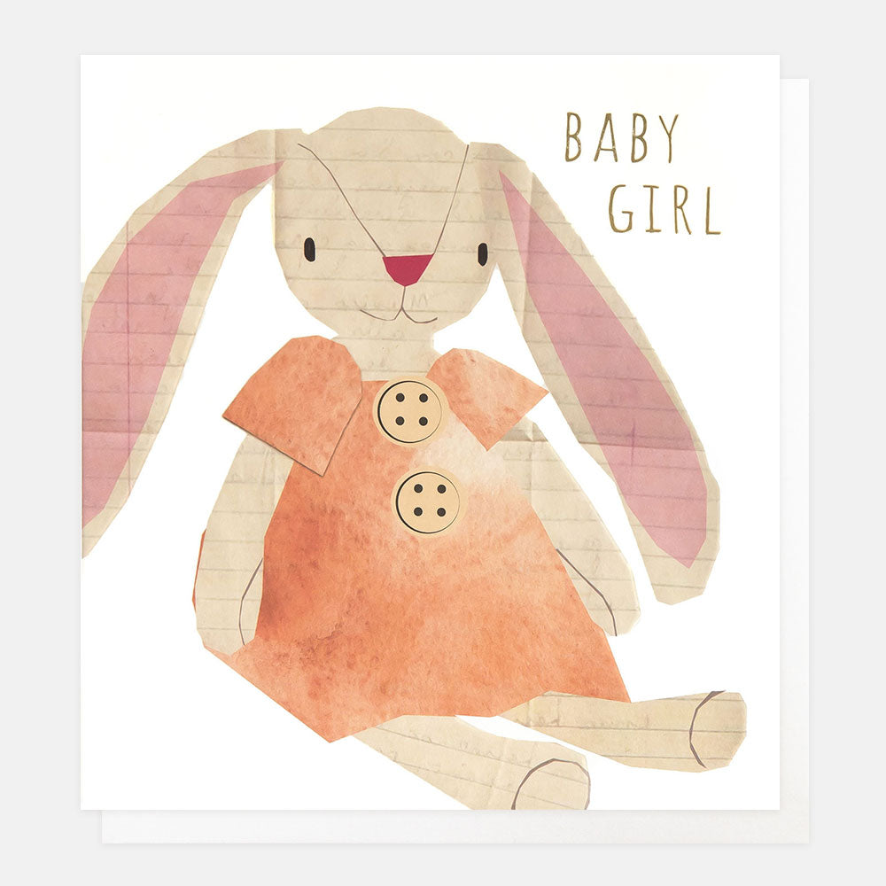 BAB022-Caroline G-Baby Girl Collage Rabbit-Card-New Baby