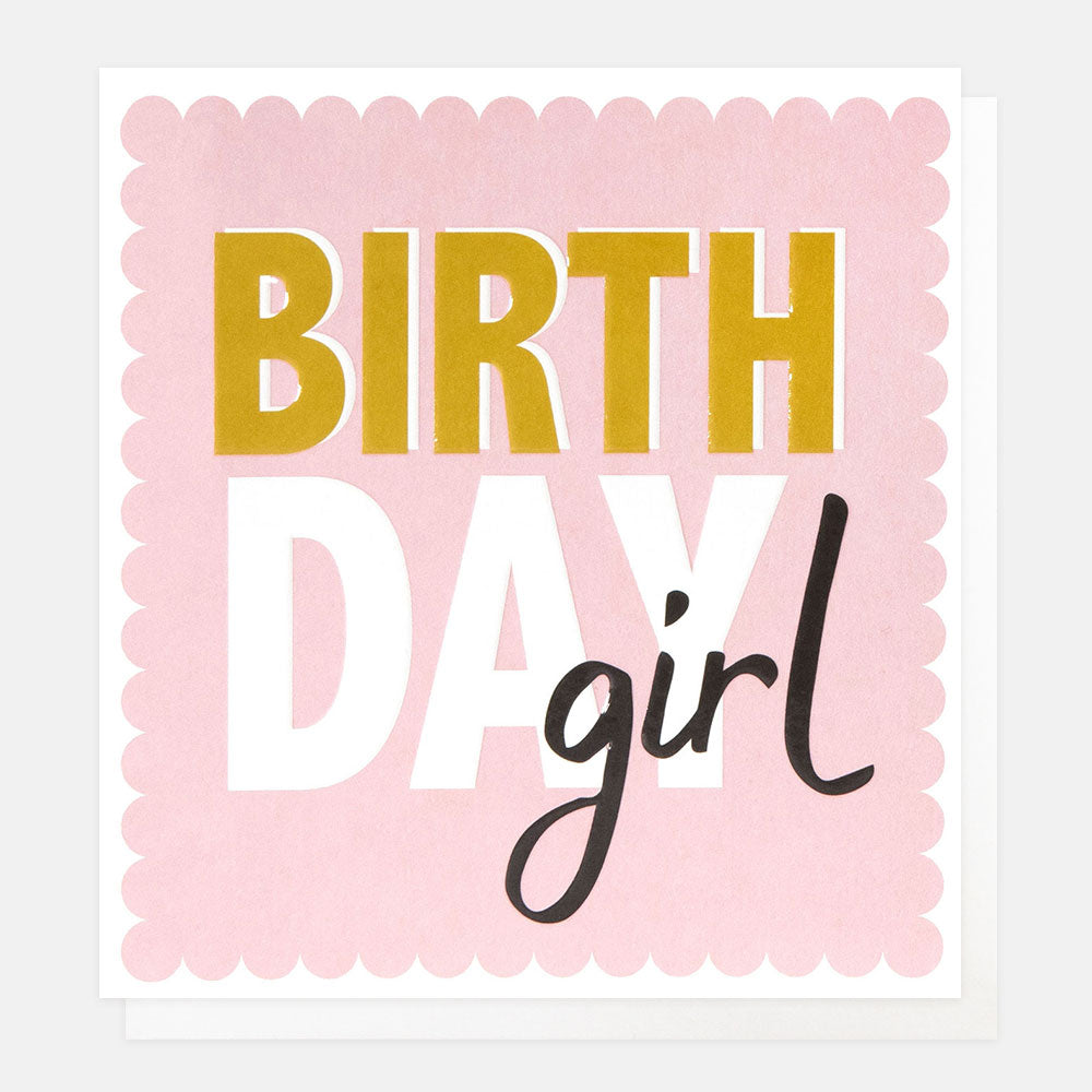 BRI007-Caroline G-Birthday Girl On Pink With Scallop Edge-Card-Bright Side