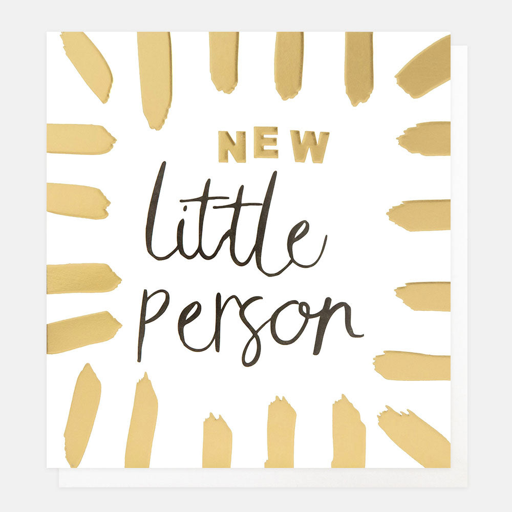BTS006-Caroline G-New Little Person With Gold Burst Border-Card-Born To Shine