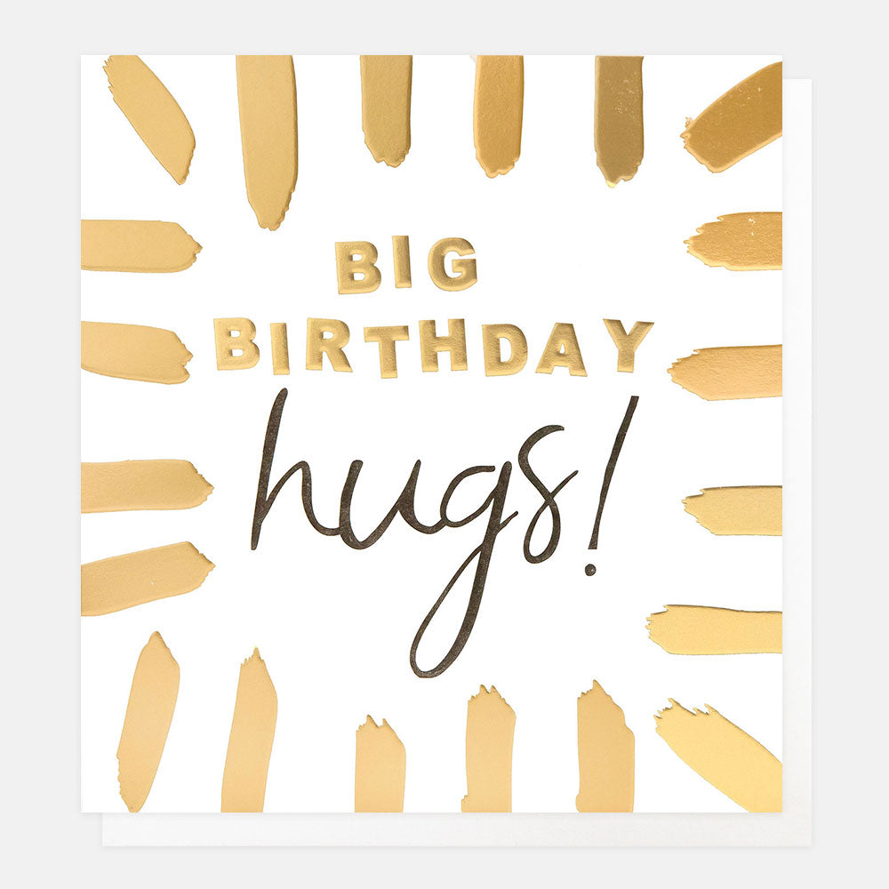 BTS008-Caroline G-Big Birthday Hugs! Gold Burst Border-Card-Born To