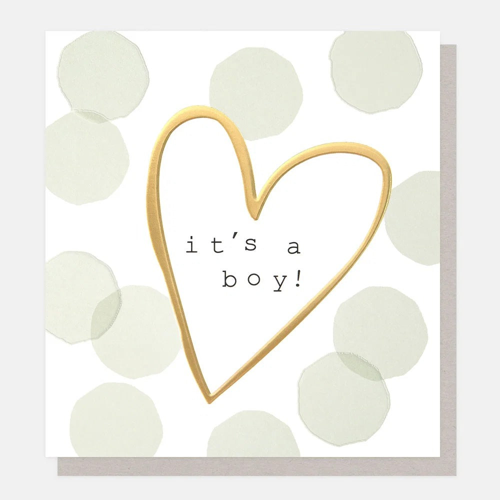 CFT002-Caroline G-Confetti & Gold Heart New Baby Boy�-Card-Confetti
