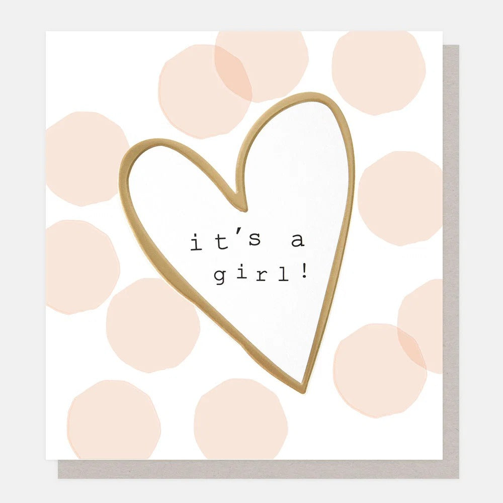 CFT005-Caroline G-Confetti & Gold Heart New Baby Girl-Card-Confetti