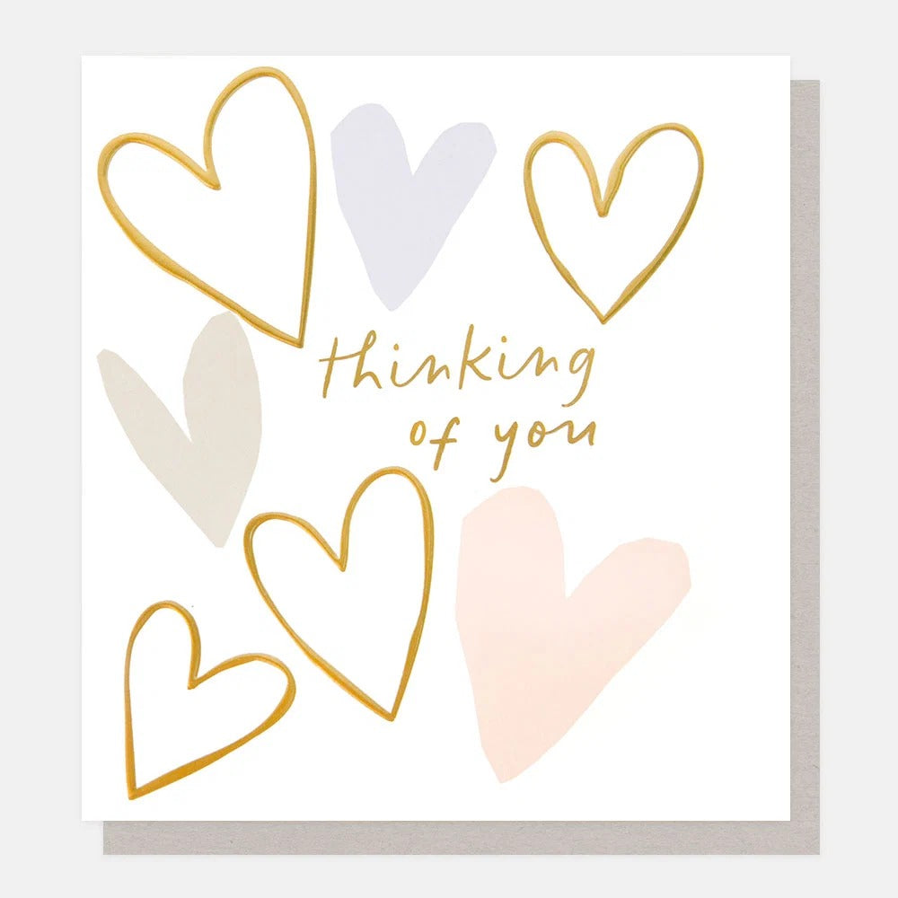 CFT008-Caroline G-Gold Hearts Thinking Of You-Card-Confetti