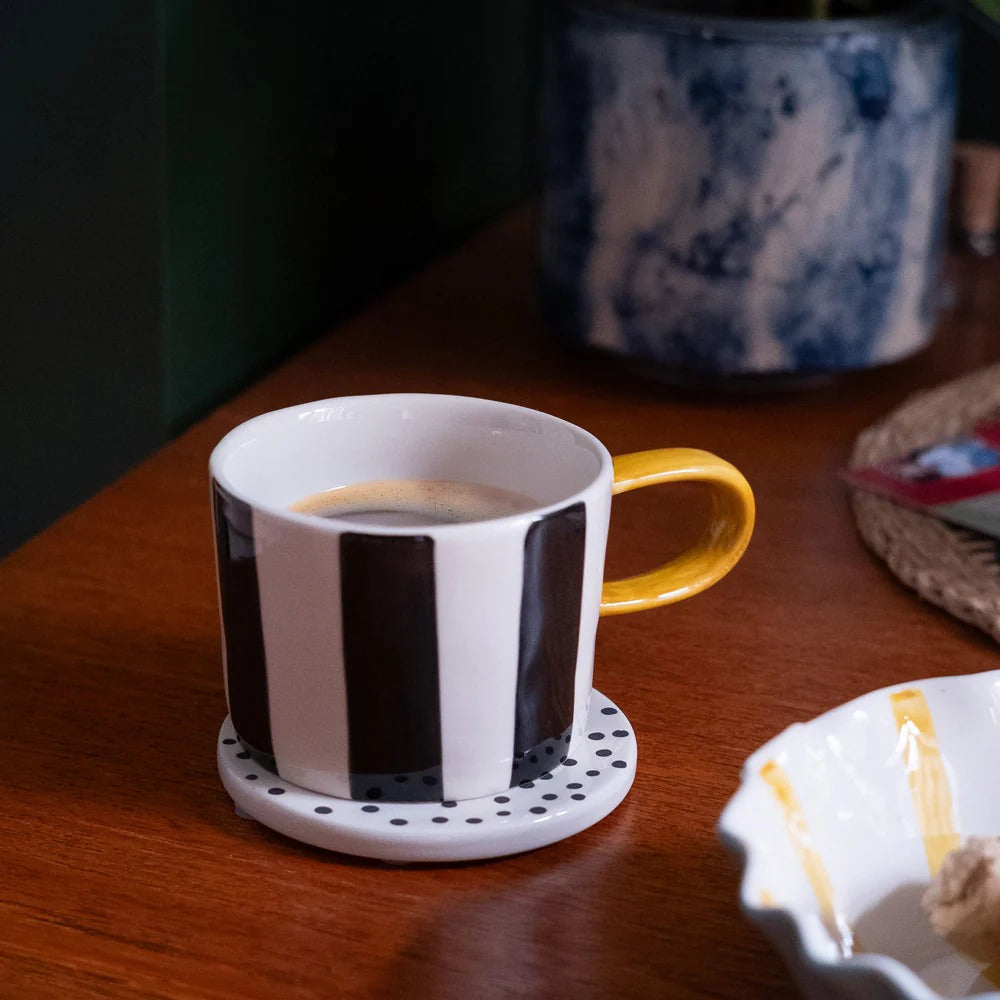 CST103-Caroline G-Set Of 4 Stoneware Mono Patterns Coasters-Coasters-Home