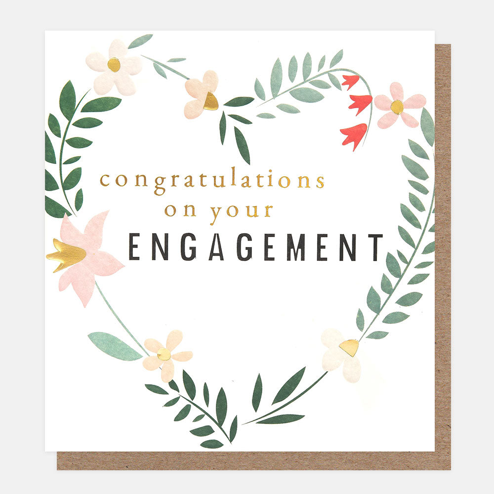 ENG001-Caroline G-Congraulations On Your Engagement Floral Heart Wreath-Card-