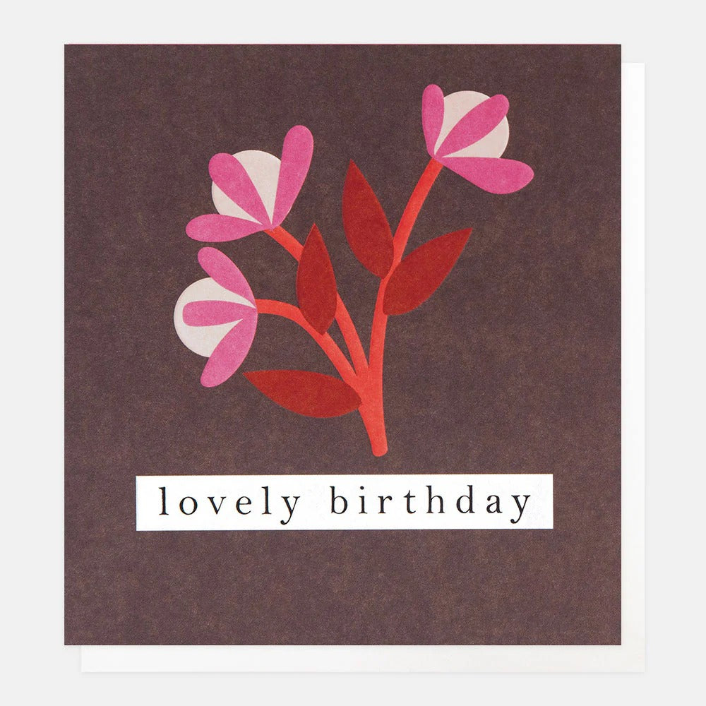 GEO001-Caroline G-Red & Pink Flower-Card-Geometric