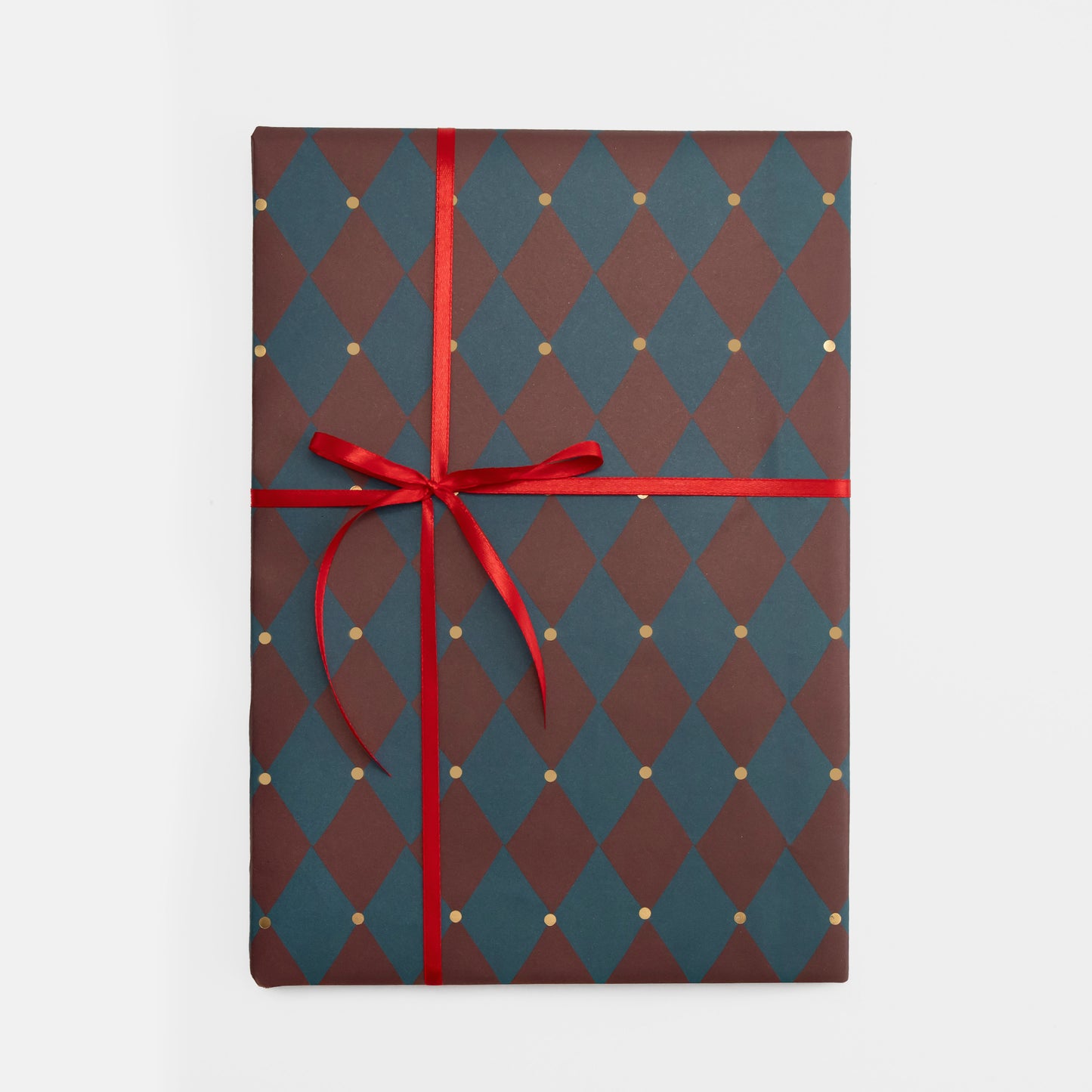 GWL559-Caroline G-Blue/Burgundy Harlequin W/Gold Dots-Xmas Wrap-