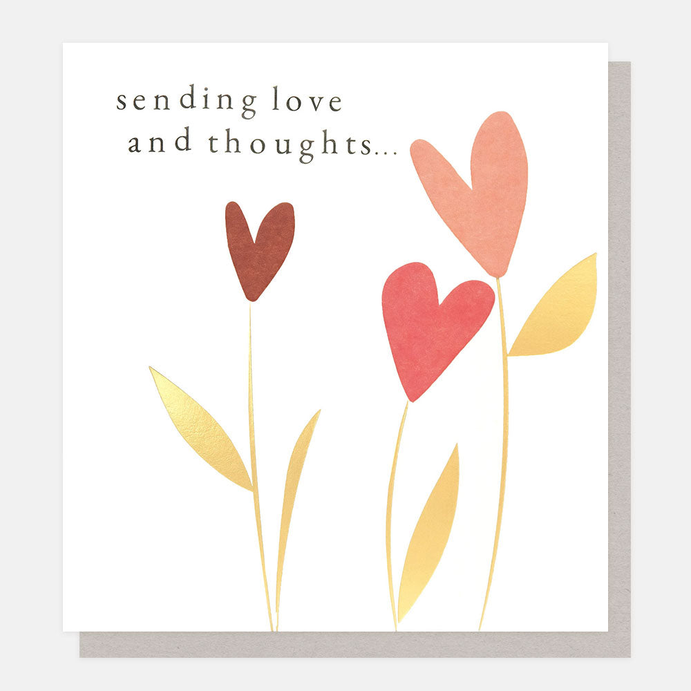 LDN015-Caroline G-Sending Love And Thoughts�Heart Flowers-Card-Golden