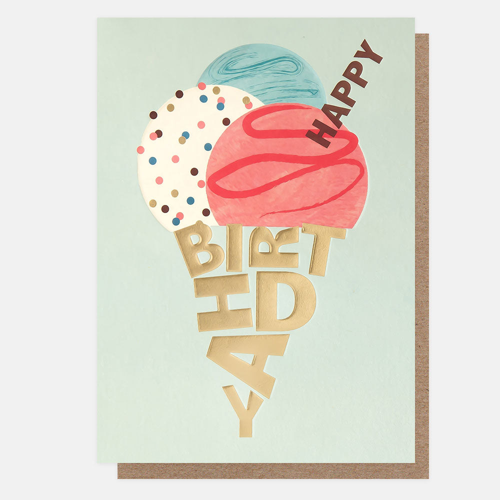 LET001-Caroline G-Happy Birthday Ice Cream Cone-Card-Letter Box