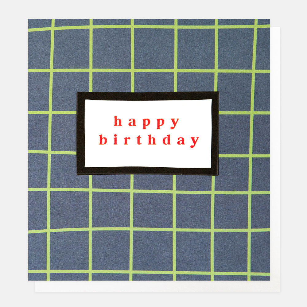 LOM010-Caroline G-Happy Birthday Line Grid-Card-Lots Of Love