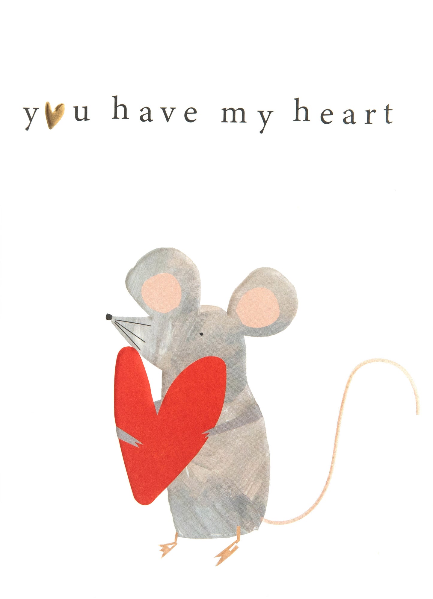LUV029-Caroline G-You Have My Heart Mouse Holding Heart-Card-
