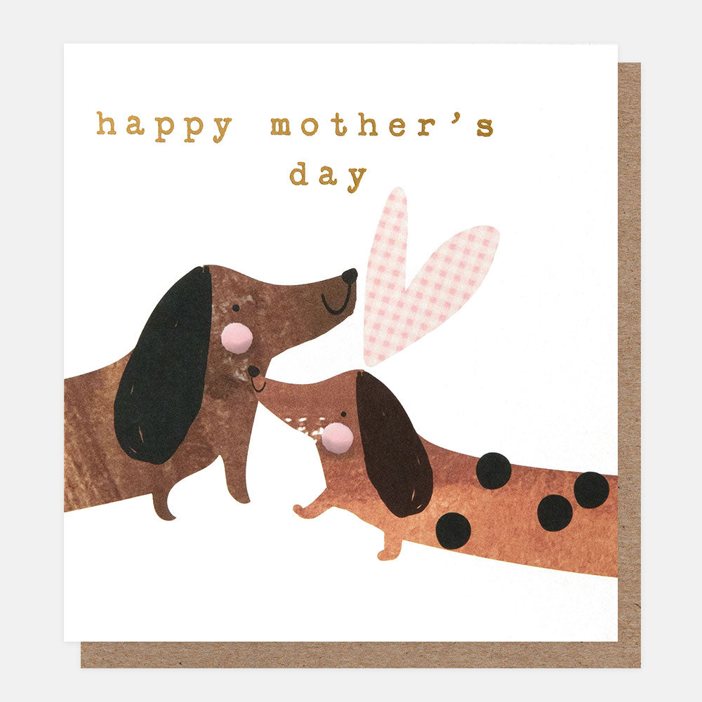 PPM022-Caroline G-Happy Mother'S Day Sausage Dogs With Pom Cheek-Card-Pom